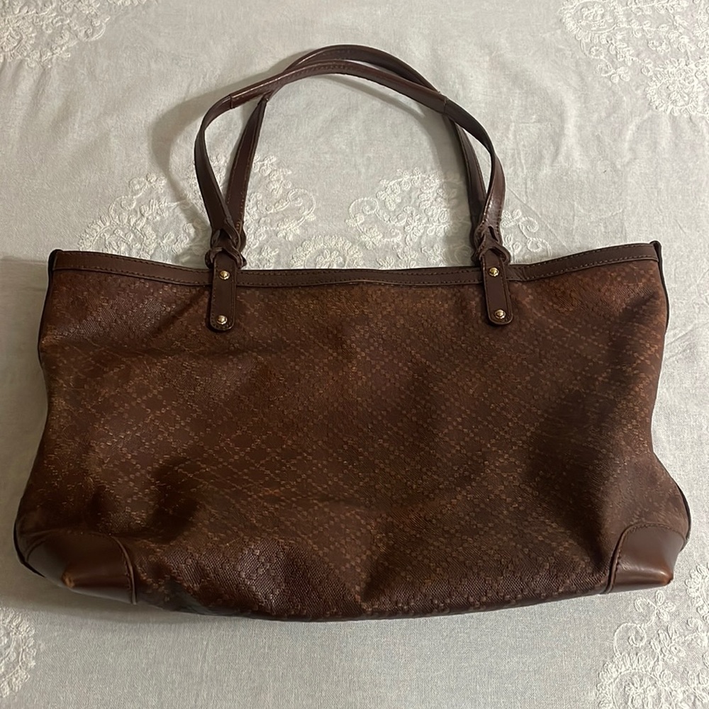 GUCCI Vintage Tote Bag  247209 Diamante Shoulder Bag Brown Leather